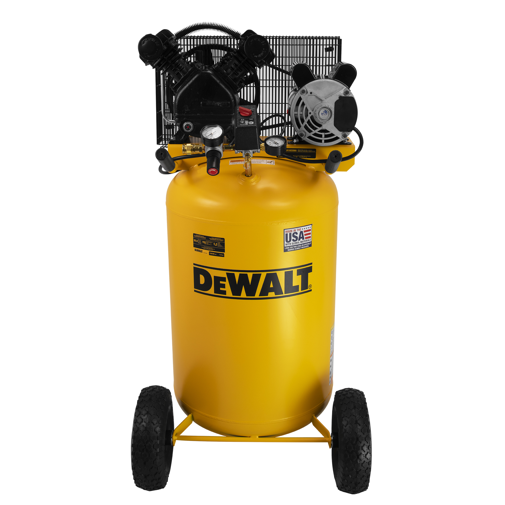 DEWALT 30 Gallon Portable Air Compressor, Vertical, V-Twin,1.6 HP, Model# DXCMLA1683066